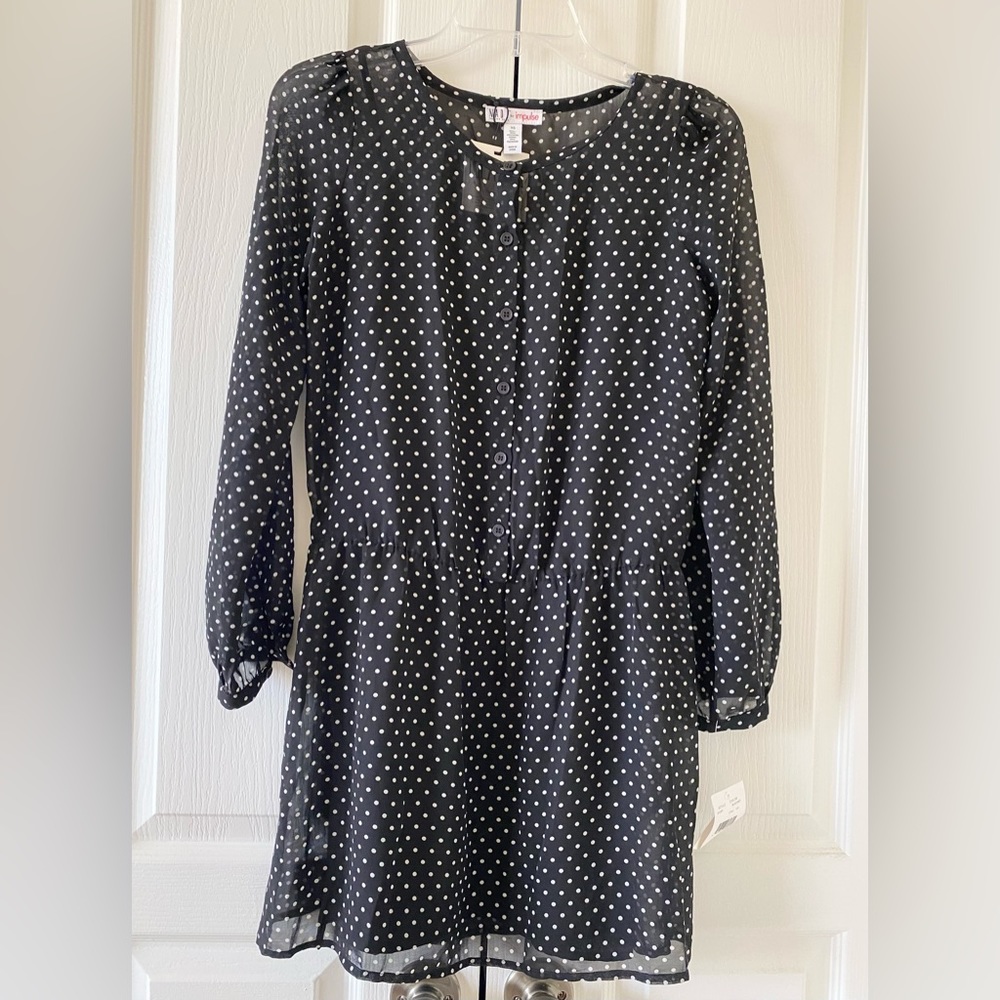 Made for Impulse Polka Dot Sheer Dress - Black